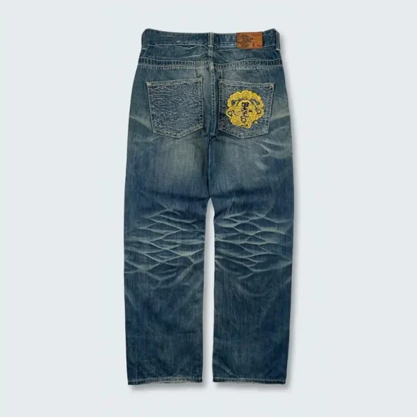 Karakuri Authentic Embroidered Japanese Denim Jeans (4)