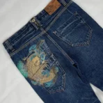 Karakuri Authentic Embroidered Japanese Denim Jeans Blue (3)