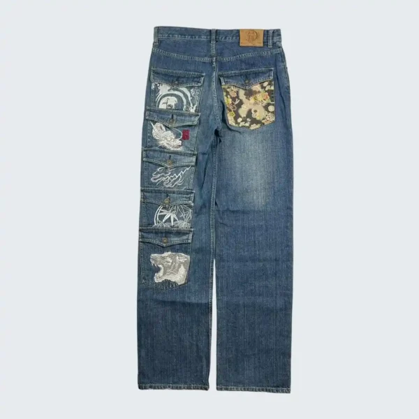 Karakuri Tamashii Embroidered Dragon Japanese Denim Jean (1)