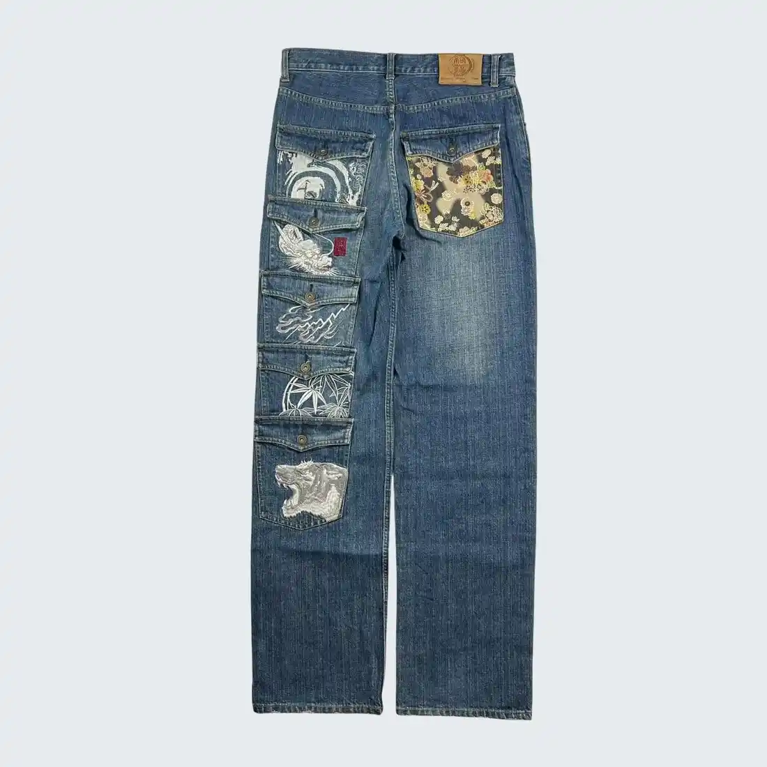 Karakuri Tamashii Embroidered Dragon Japanese Denim Jean (1) Karakuri Tamashii Embroidered Dragon Japanese Denim Jean (1)