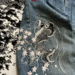Karakuri Tamashii Embroidered Koi Japanese Jeans (2)