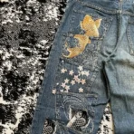 Karakuri Tamashii Embroidered Koi Japanese Jeans (4)