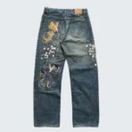 Karakuri Tamashii Embroidered Koi Japanese Jeans (5)