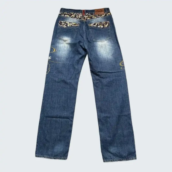 Karakuri Tamashii Koi Fish Embroidered Jeans Japanese (8)