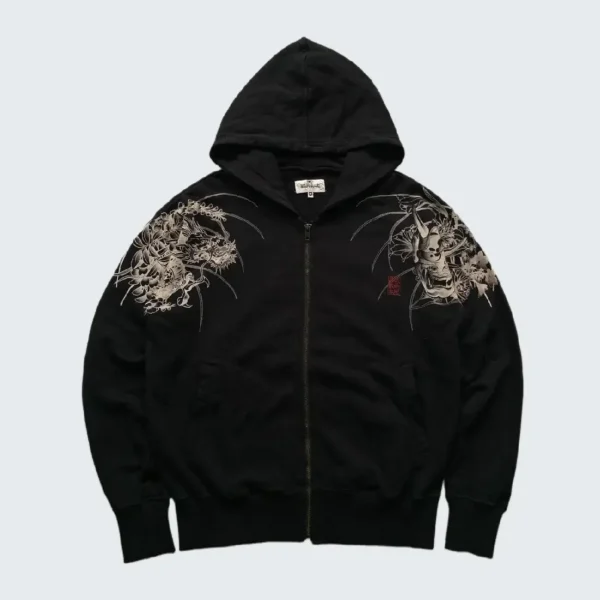 Karakuri Tamashii Sukajan Devil Dragon Embroidery Zip Hoodie (1)