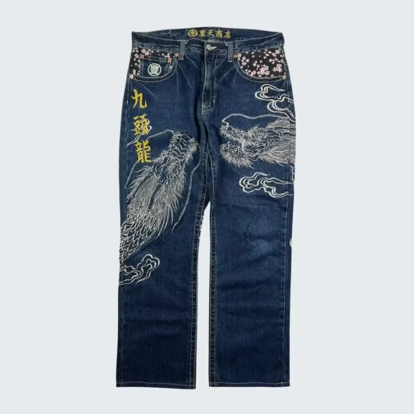 Karakuri Tamashii Vintage Embroidered Dragon Jeans (1)