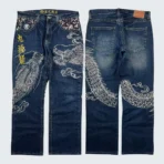 Karakuri Tamashii Vintage Embroidered Dragon Jeans (5)