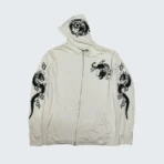 Karakuri Y2K Cropped Heads Embroidered Sukajan Dragon Zipper Hoodie (1)