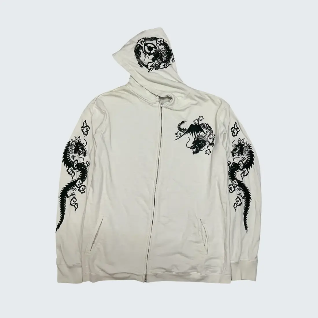 Karakuri Y2K Cropped Heads Embroidered Sukajan Dragon Zipper Hoodie (1) Karakuri Y2K Cropped Heads Embroidered Sukajan Dragon Zipper Hoodie (1)