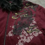 Karakuri Y2K Souvenir Sukajan Style Fur Hoodie (6)