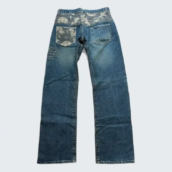 Vintage Karakuri Tamashii Dragon Printed Jeans (1)